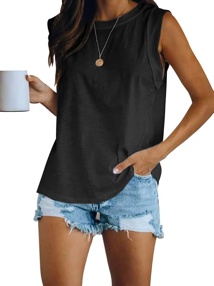 Fazortev Women's Summer Sleeveless Tank Top Loose Casual Basic T Shirts