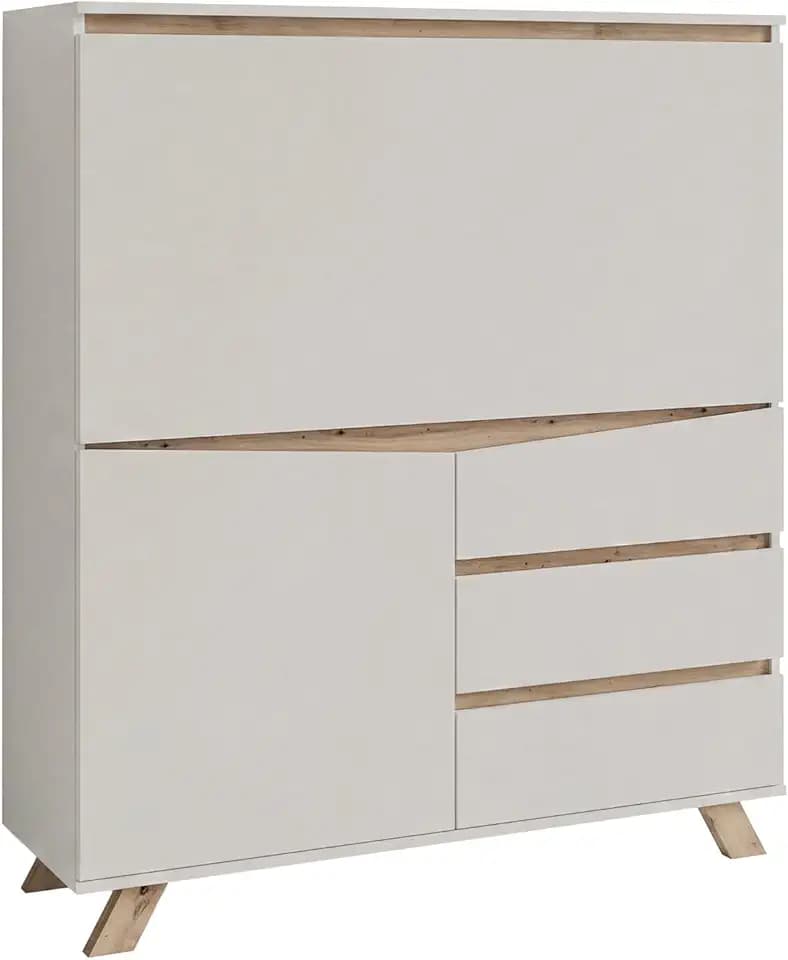 byLIVING Sekretär Valentin, Kaschmir Beige/Eiche, 3 Schubladen