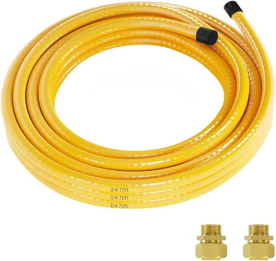 70FT 3/4"Propane Pipe Conversion Kit Grill Hose with 2 Male Adapter Fittings Propane Grill Conversion Kit, CSST Flexible Propane Natural Gas Line, Corrugated Stainless Steel Tubing