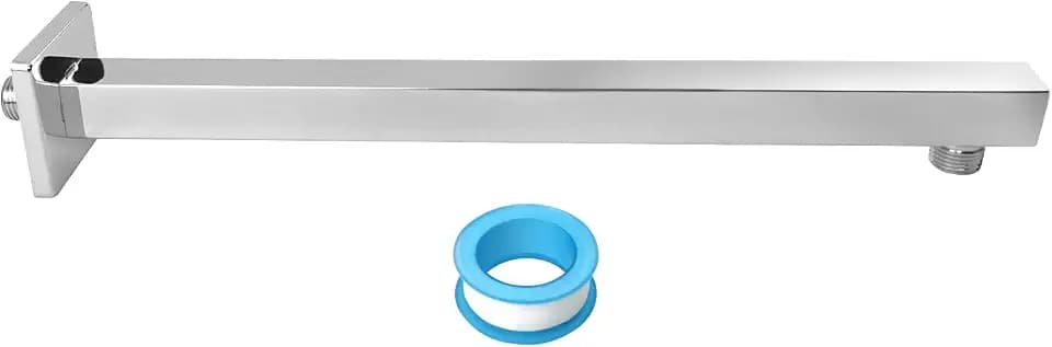 NearMoon 16 Inch Shower Arm, Rain Shower Head Extension Extender, With Flange and Teflon Tape, Made of Thicken Stainless Steel for Bathroom Rainfall Showerhead (Chrome Finish)