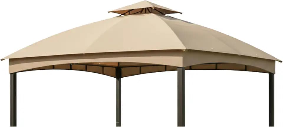 Garden Winds Reinforced RipLock 350 Replacement Canopy Top Cover Compatible with 10' x 12' Gazebo Models TPGAZ2303D, TPGAZ2403A, TPGAZ2403C - Beige