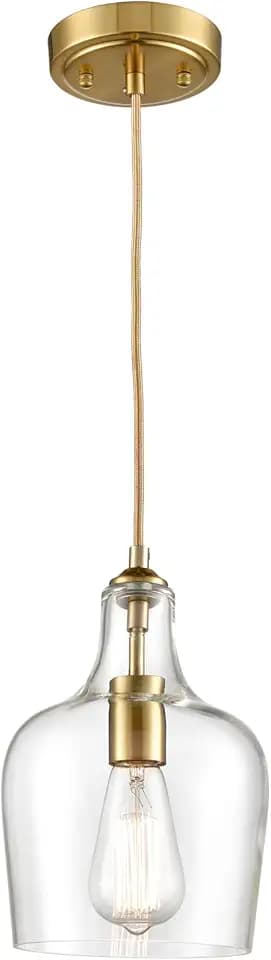 HYDELITE Modern Brushed Gold Pendant Light Fixtures Clear Glass