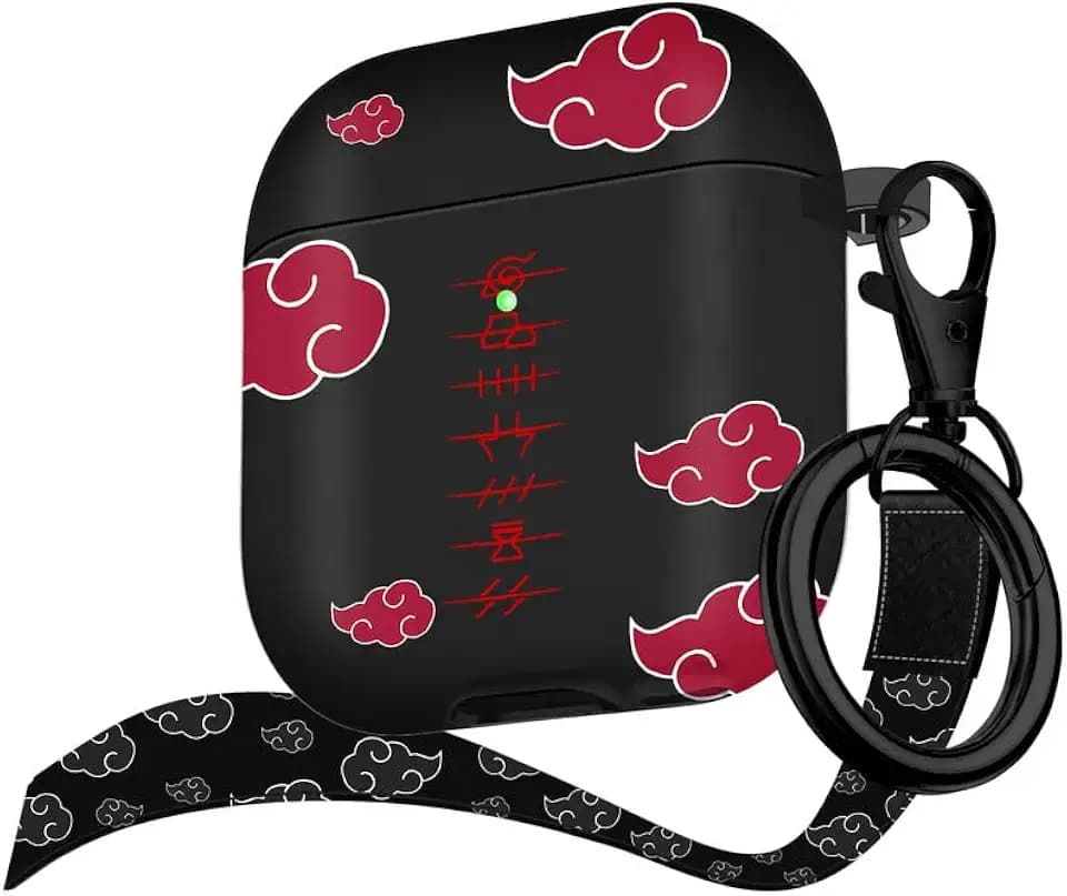 Maxjoy for Airpods Case, Anime Cartoon Cute Design for Airpods 1st and 2nd Generation Case Cover for Air Pods Men Boys Girls Kids,Kawaii Cases for Apple for Airpods 1/2,Anime Red Cloud Lanyard