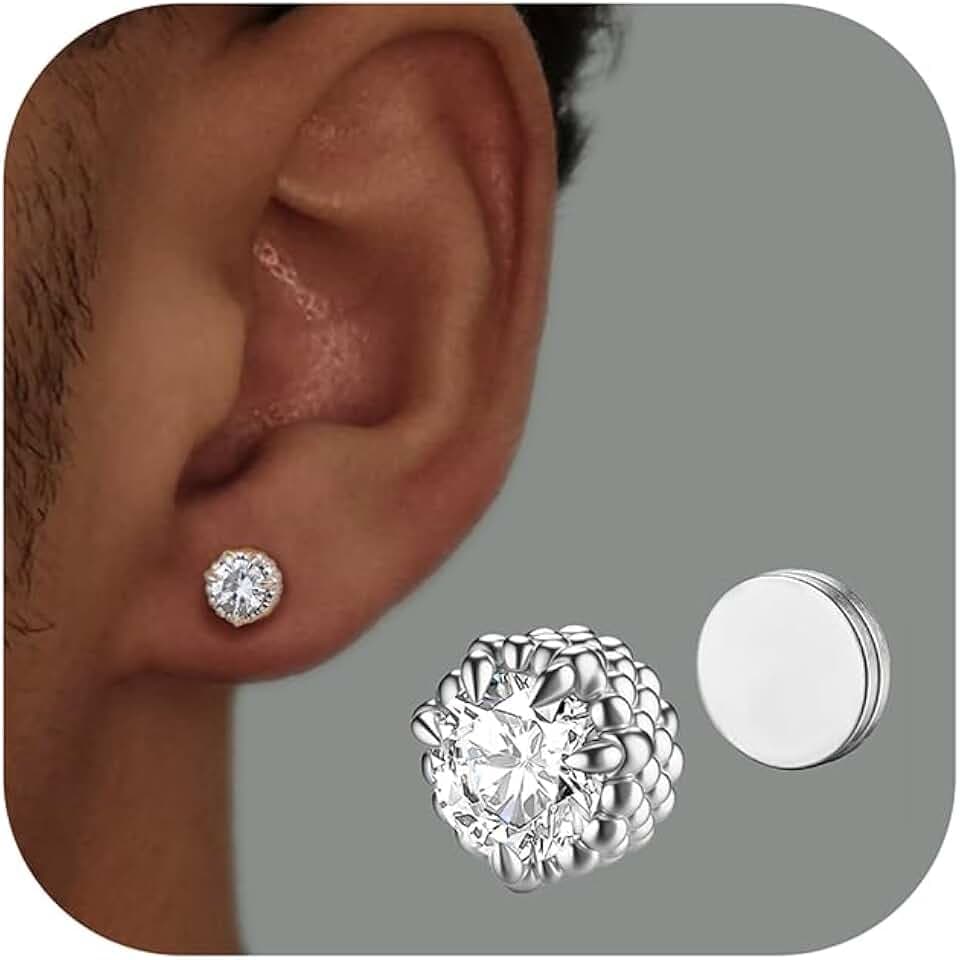 SLLAISS Magnet Ohrringe Herren Fake Piercing Ohrstecker Silber/Schwarz/Gold