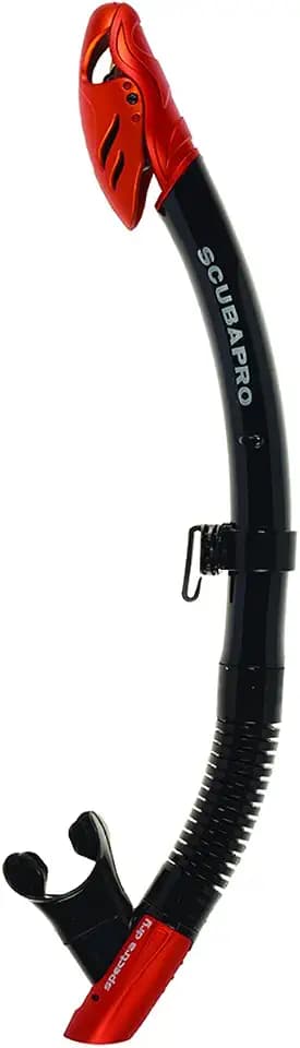 SCUBAPRO Spectra Dry Snorkel with Purge Valve, Flexible Lower Corrugated Tube, Regulator-Style Mouthpiece and Quick-Connect Clip