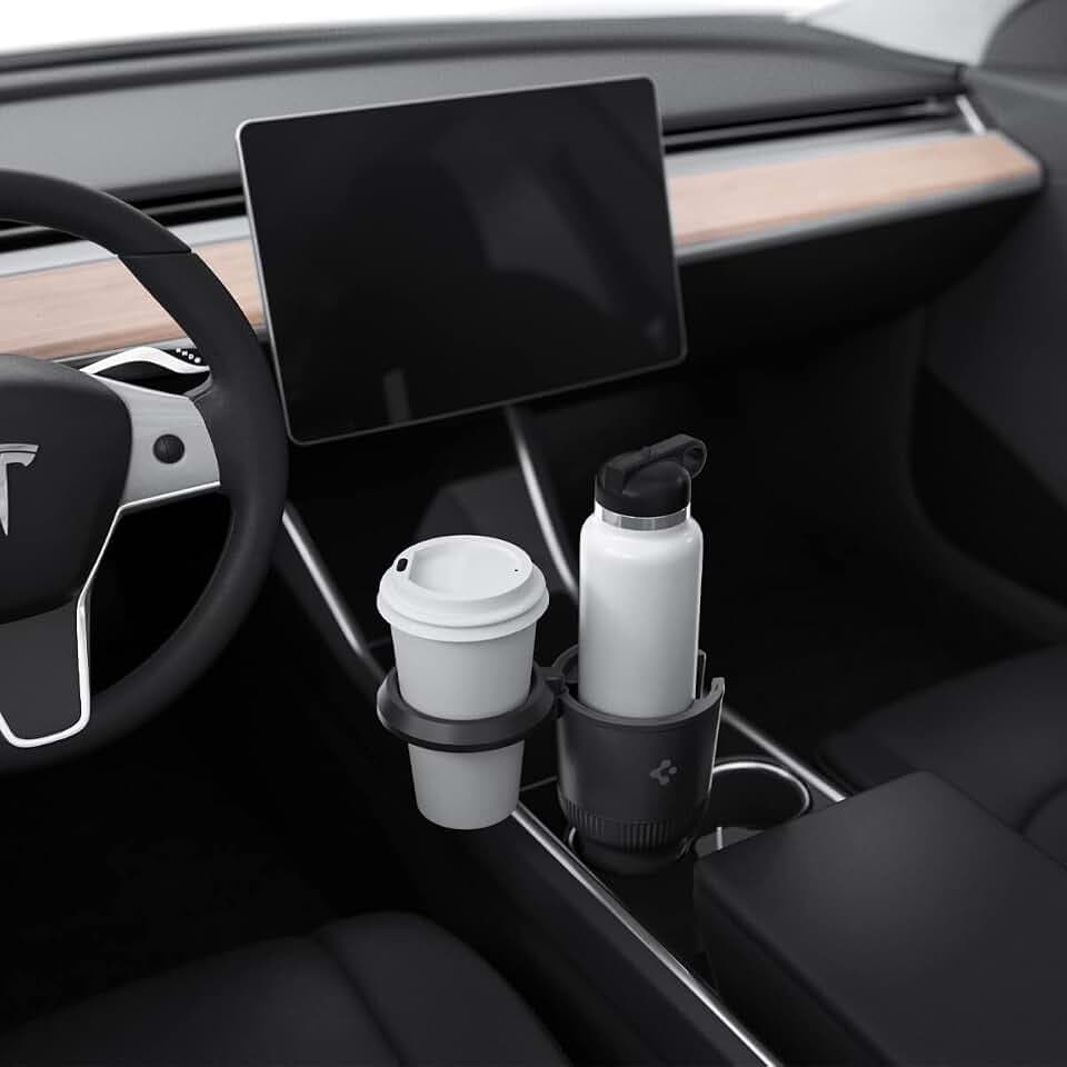 Spigen Hydrohub Auto Getränkehalter Adapter für Große Wasserflaschen, Universeller 2 in 1 KFZ Auto Getränkehalter-Expander-Adapter mit Verstellbarer Basis für Autos – Schwarz