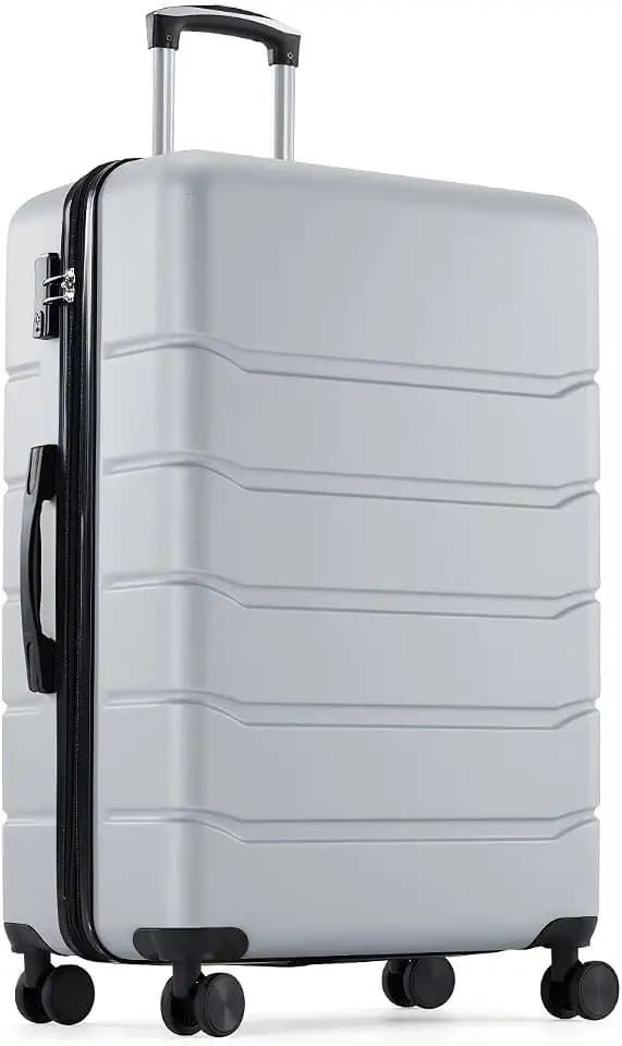 OLIXIS 20 Inch Carry-On Luggage, Hardside Suitcase with Spinner Wheels, Lightweight ABS Hard Shell Travel Luggage, TSA Approved Lock, Expandable Small Suitcase for Business & Travel–Light Grey