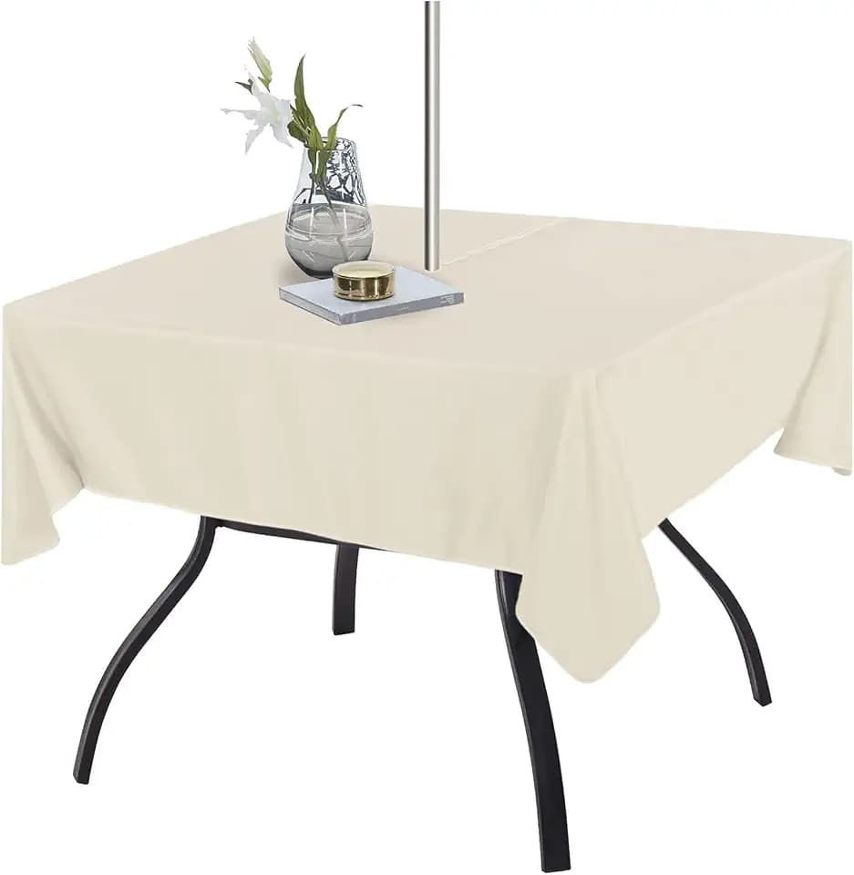 Fitable Square Outdoor and Indoor Tablecloth, Beige, 54 x 54 Inch