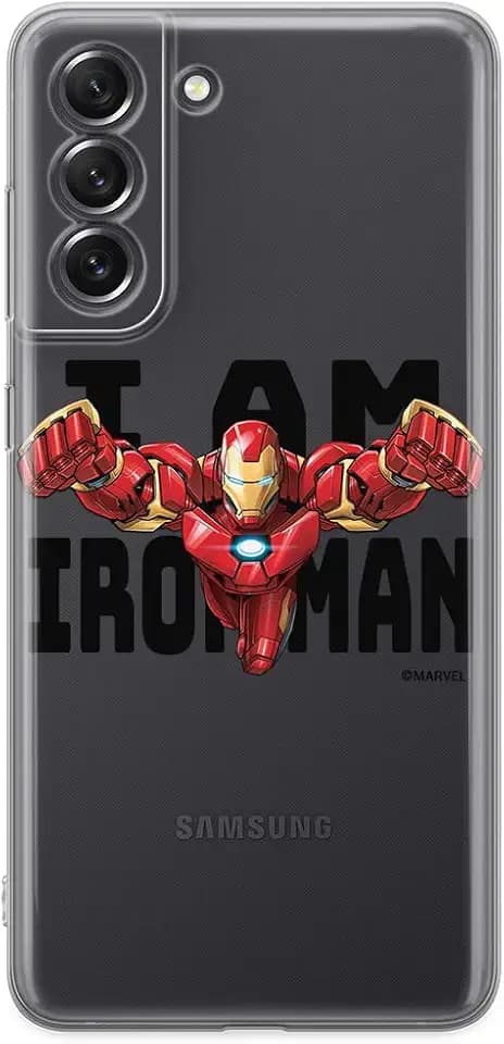 ERT Group Handyhülle für Samsung S21 FE Original und offiziell Lizenziertes Marvel Muster Iron Man 028 optimal an die Form des Handy angepasst, teilweise transparent