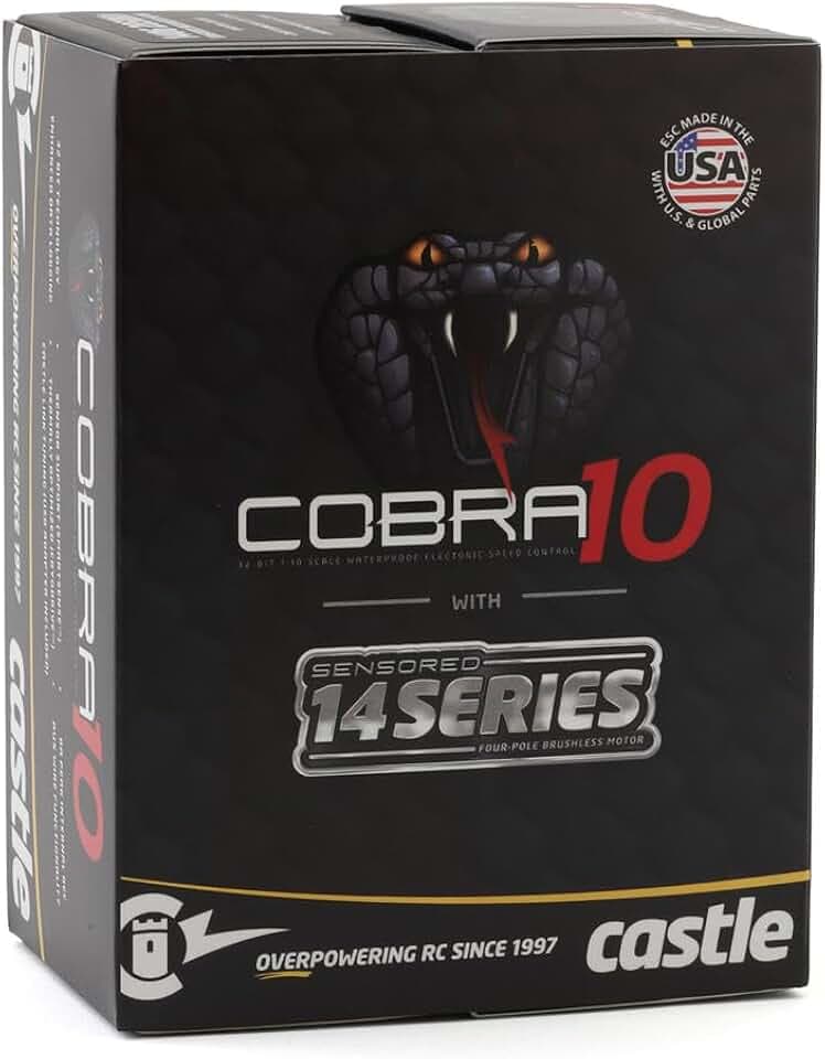 Castle Creations 010-0174-05 Cobra 10, 6S MAX, 25.2V MAX, 8A Peak BEC W/1406-1900KV SENSORED Motor