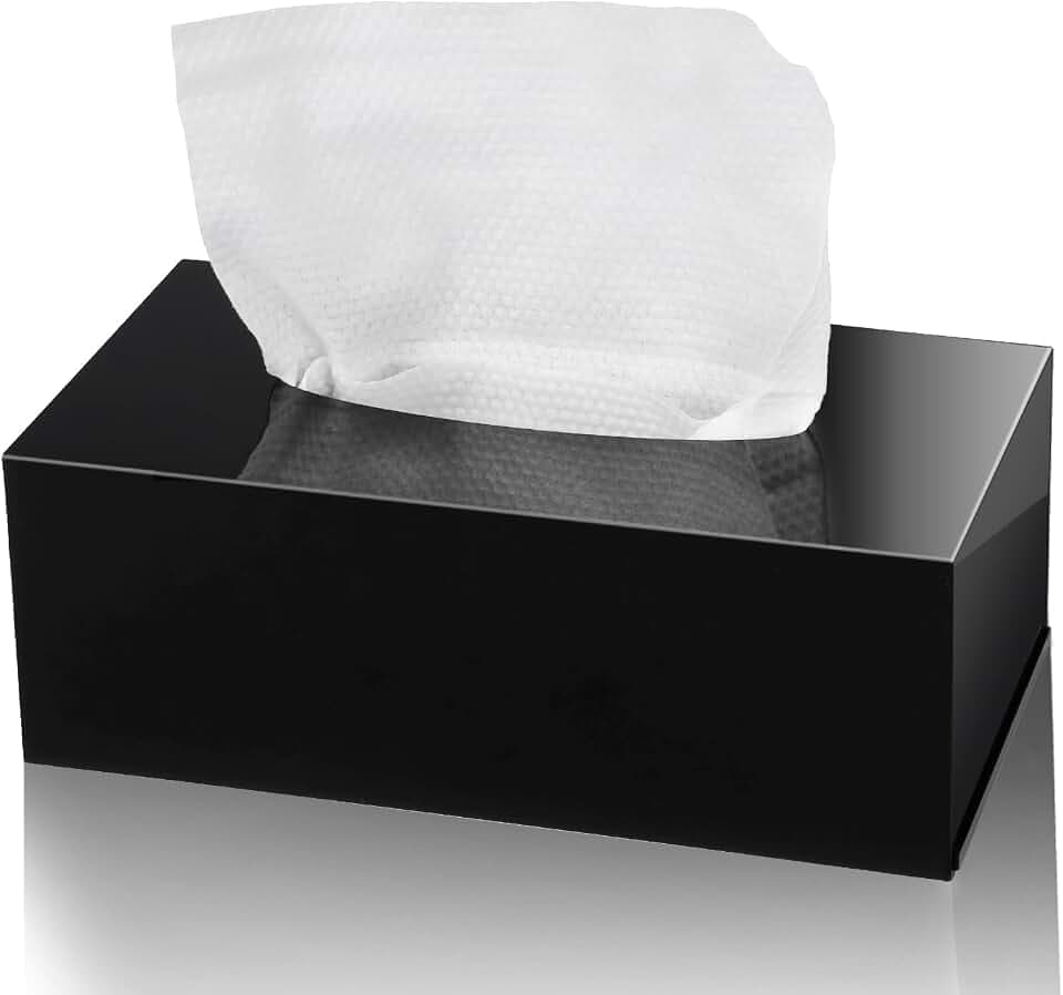 Handgefertigt Tücherbox aus Acryl 25×13×9cm, Taschentücher Box (Schwarz)