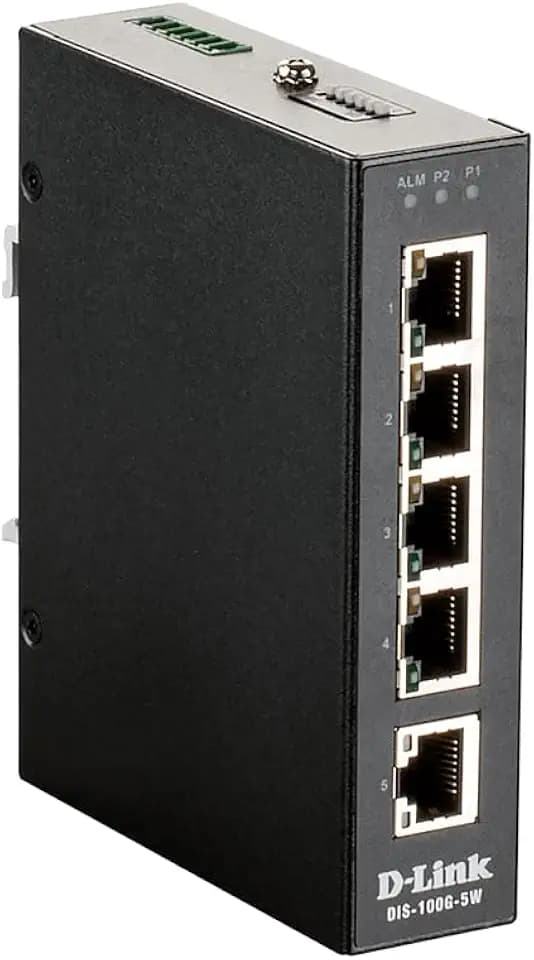 D-Link 5-Port Gigabit Industrial Unmanaged Switch | 5 10/100/1000BASE-T Ports | L2 | Fanless | Plug and Play (DIS-100G-5W)