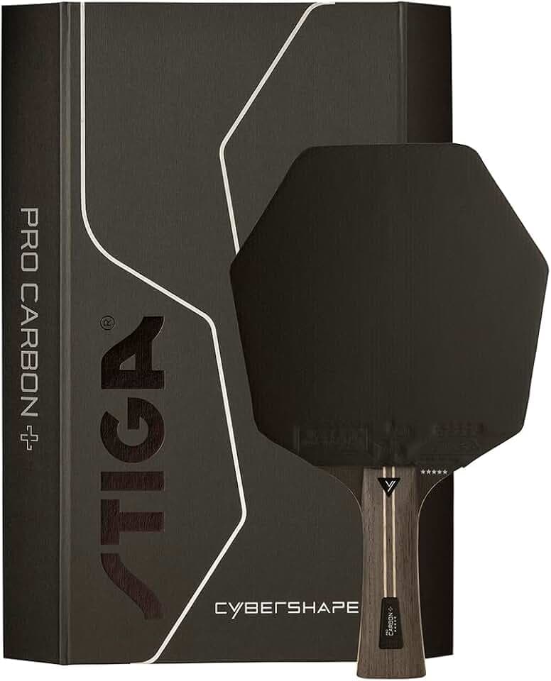 STIGA Pro Carbon+ Cybershape Tischtennisracket, 5-Sterne-Profi-Tischtennisschläger mit sechseckiger Form für Offensive Spieler