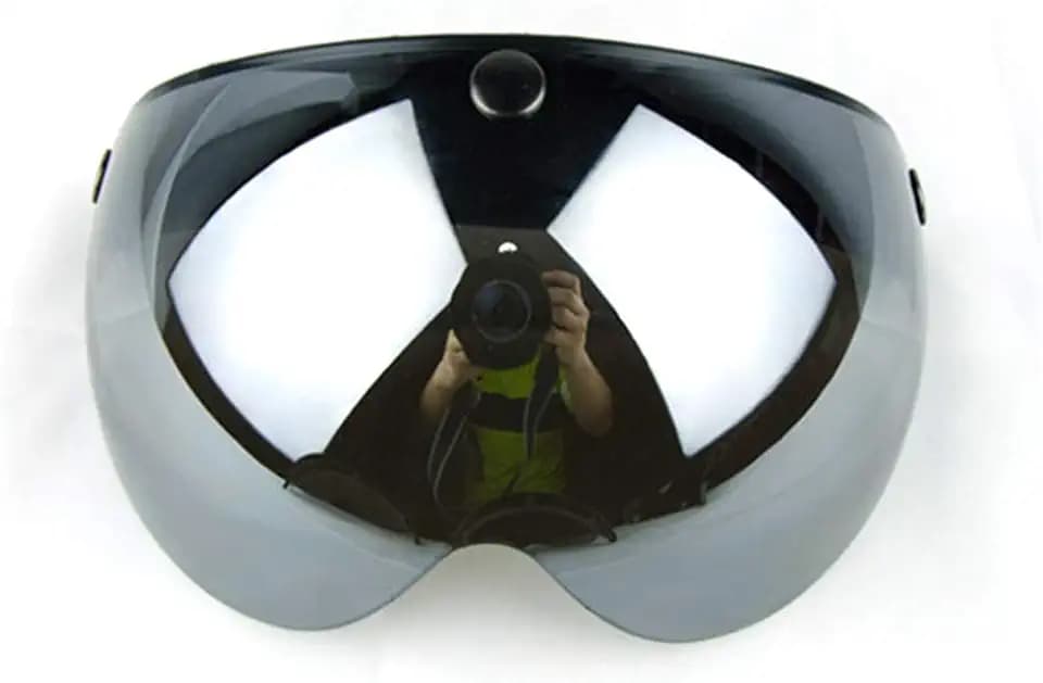 WANCAR Universal Motorcycle Retro Pilot-Style Standard 3 Snap-Button Visor Flip Up Down Open Face Helmet Wind Shield(Mirrored)