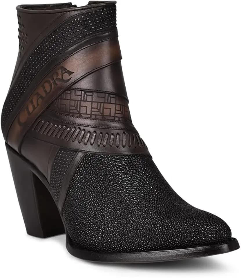 Cuadra Women's Stingray Leather Bootie Black Inner Zip
