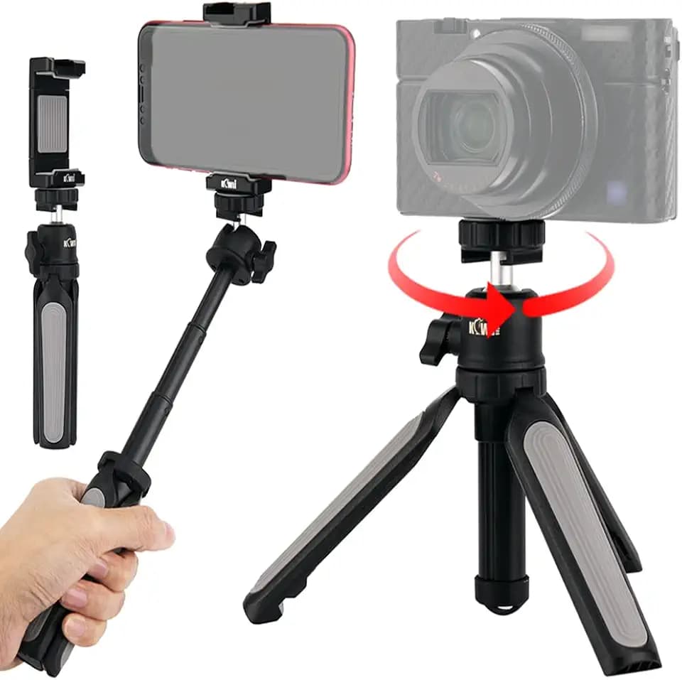 Extendable Mini Camera Tripod Stand with Phone Holder Webcam Stand for Desk