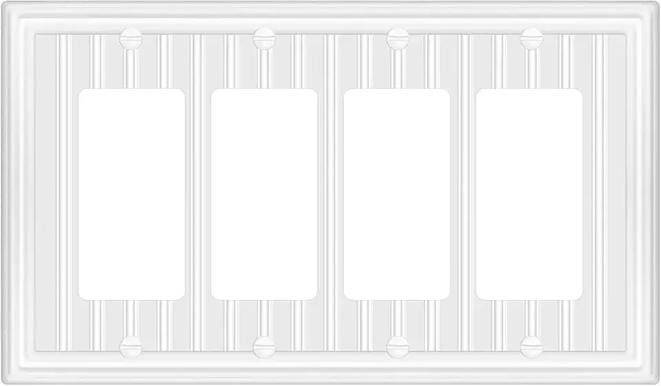 Metal 4 Gang Wall Plate Cover Decorator Switch Plate Off White 1 Pack
