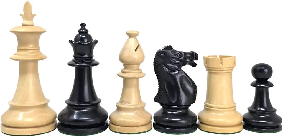 House of Chess 3.75" (95mm) Victorian Staunton Wooden Chess Pieces Set – Handcrafted Weighted Ebonized Boxwood Chessmen with Extra Queens for Tournament Play