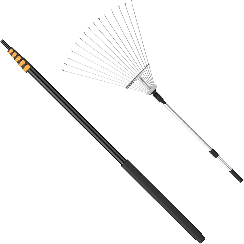 Telescoping Roof Rake 7-31 FT, Adjustable Yard Leaf Rake