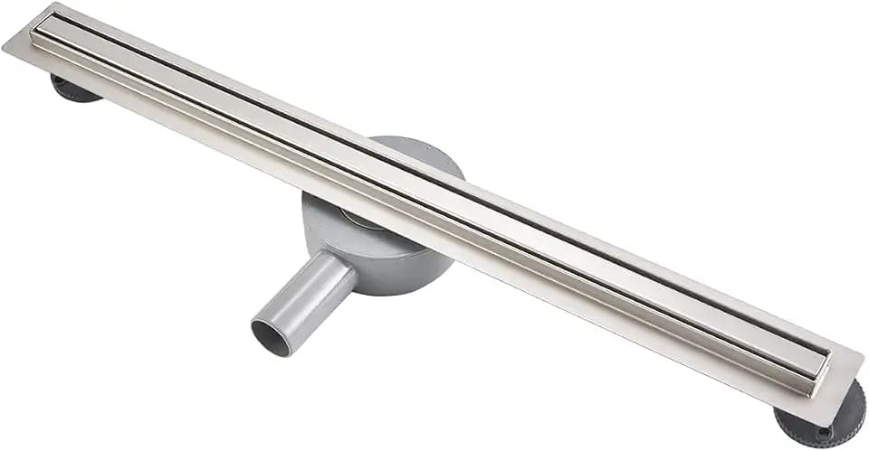 Duschrinne 60cm, Schlank Bodenablauf Edelstahl, 360°Siphon mit Geruchsstop, Haarsieb