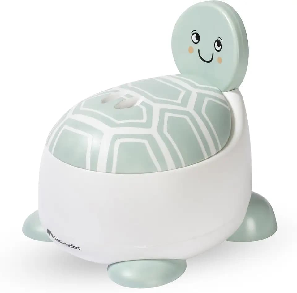 Bebeconfort Bequemes Töpfchen für Kinder, 12–36 Monate (max. 20 kg), Süßes Tierdesign, Ergonomisch & Kompakt, Leicht zu Reinigen, Hygienischer Spritzschutz, Rutschfestes Töpfchen Baby, Schildkröte