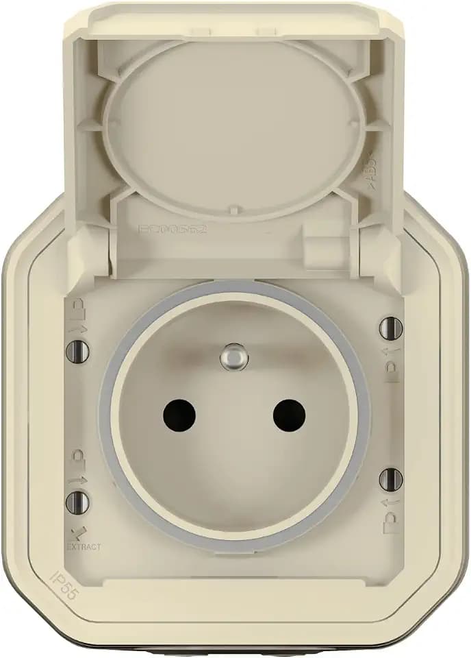 Steckdose – 2P + T – Beige – Aufputz – Legrand Plexo 069776L
