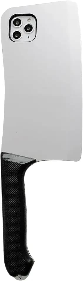 Creative Case Compatible with iPhone 15 Pro, Fun Unique 3D Kitchen Knife Shape Case High Imitation Spoof Funny Anti-Drop Protection Silver