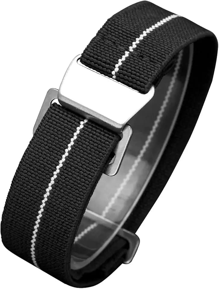 Man's French Troops Military Parachute Watchband Special Elastic Fabric Nylon Canvas Strap Hook Buckle 20/21/22mm Multiple Color Options