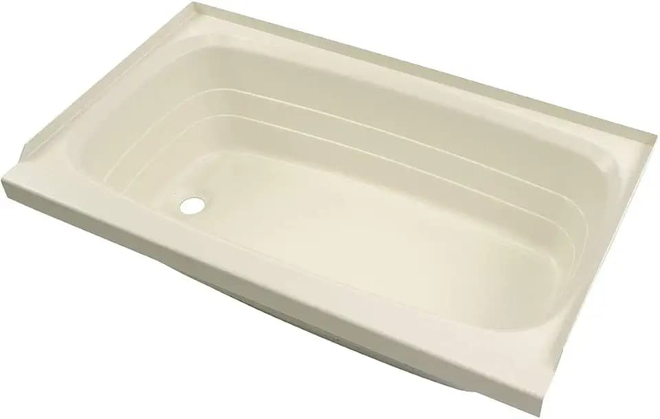 Lippert Replacement 24" x 40" Parchment Bathtub with Left Drain, Scratch-Resistant ABS Acrylic for RVs, Travel Trailers, 5th Wheels, Motorhomes - P2440LHSPK