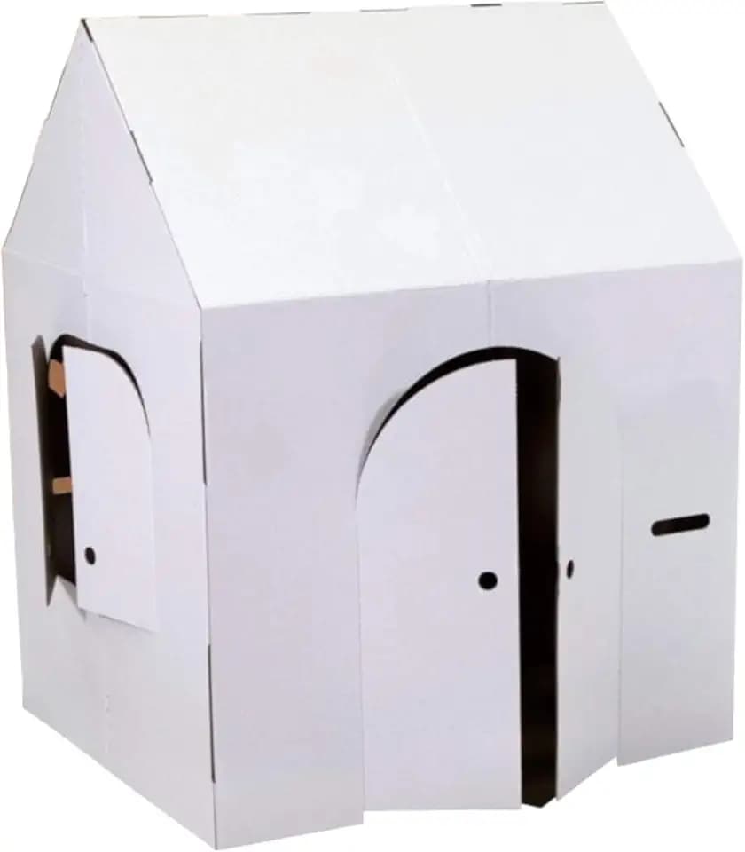 Easy Playhouse Cardboard Blank Crafty Cottage - Kids Fort to Color & Draw
