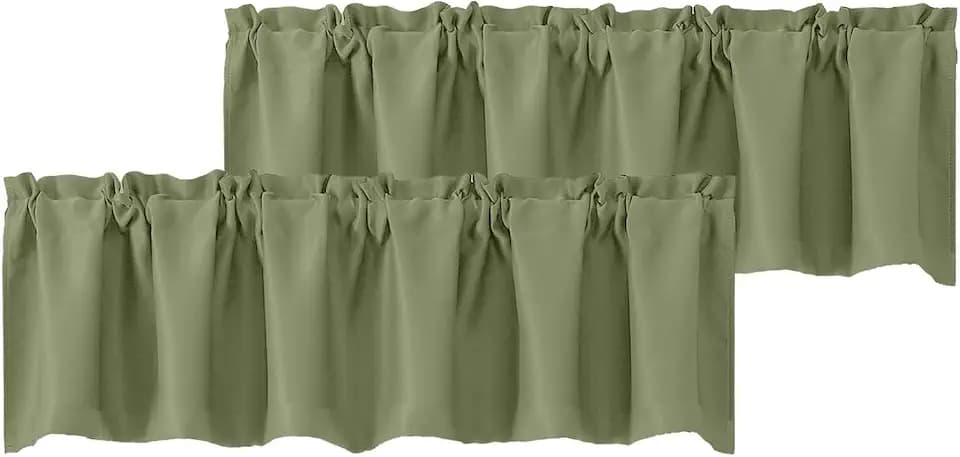 Chyhomenyc Blackout Valances for Windows, Short Window Valance Curtains for Living Room Bedroom Bathroom, Room Darkening Solid Privacy Small Kitchen Valances, 60Wx16L, 2 Pack, Sage Green