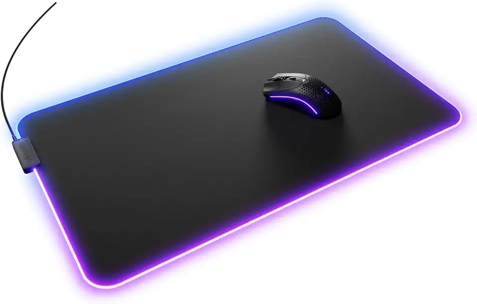 GLORIOUS Gaming Mouse Pad GMP 2 GLED - XL - 2-Zone RGB Lighting, InfiniGlow RGB Stitchless Edge, Premium Cloth Surface, Grippy Rubber Base, Optimised for Gaming - 18" x 14" x 0.1" - Large Desk Mat
