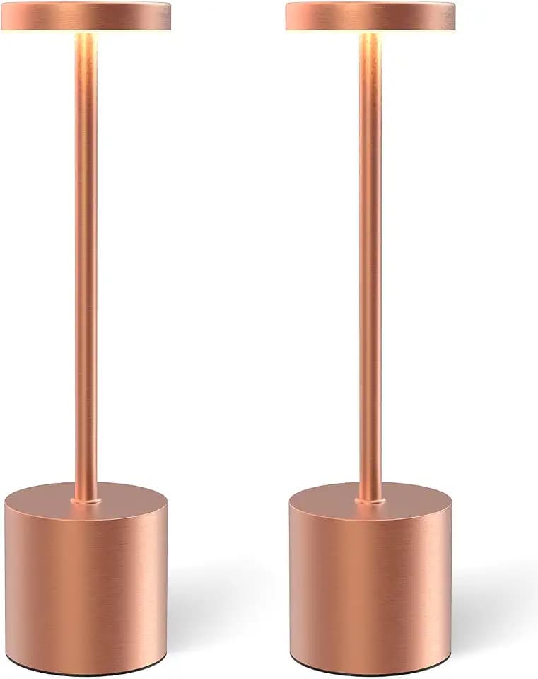 Cordless Table Lamps Rechargeable Set of 2, Portable LED Desk Lamp, 5000mAh Battery Powered Wireless Table Light - 3 Color Dimmable Lighting for Restaurant Dining Patio Outdoor Bedroom(Rose Gold)