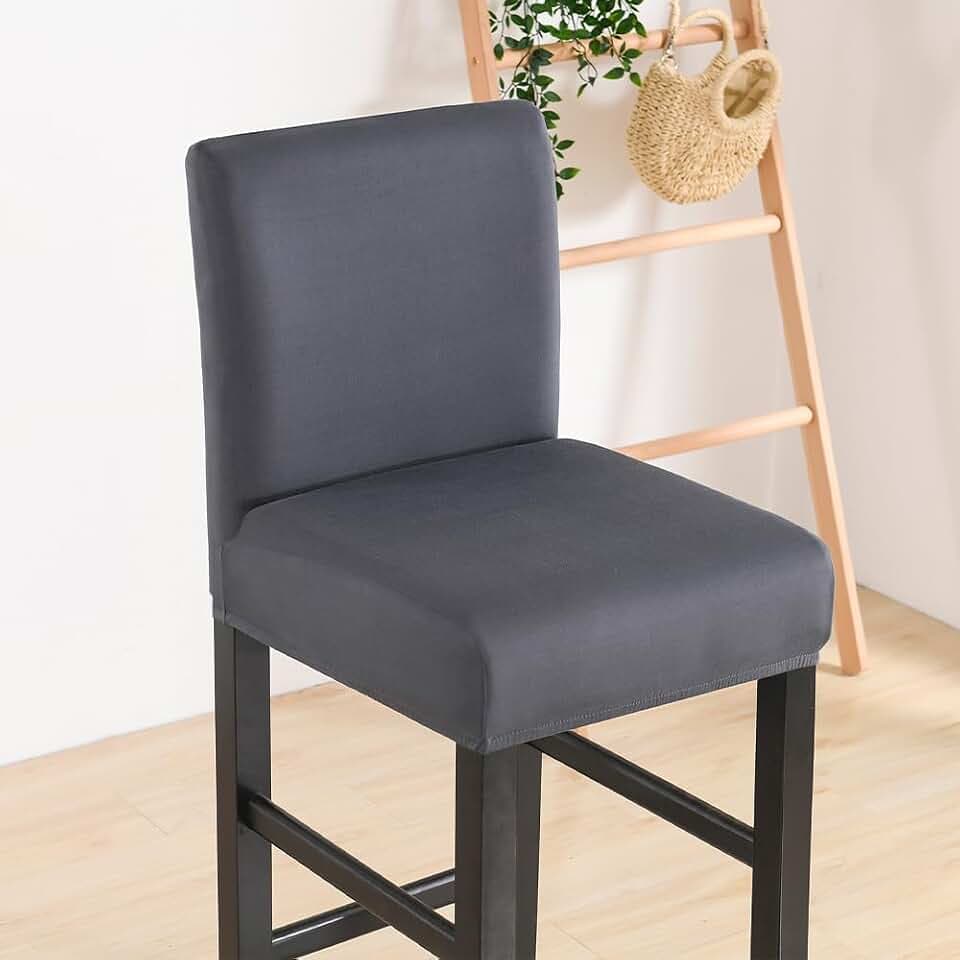 Barhocker Bezüge Stuhlhussen Stuhlbezug Barhocker Barstuhlbezug Höhe Barhocker Schonbezüge Bar Stuhlhussen Stretch Küchentheke Hocker Stuhlüberzug Dunkelgrau 4er Set