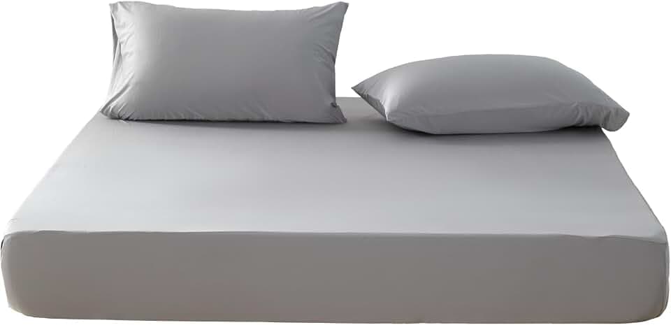 Boqingzhu Satin Spannbettlaken 140x200 Grau Bettlaken bis 30cm, Q-Max >0,4