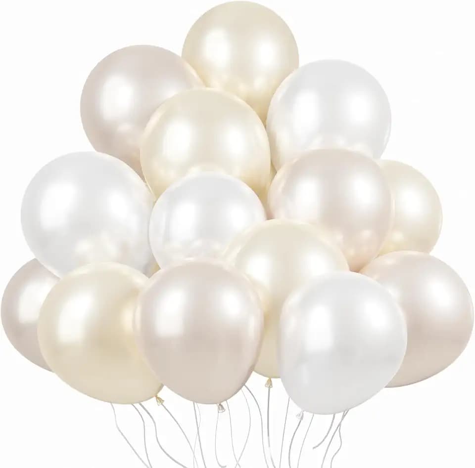 KBZVNAF Pearl White Latex Balloons Kit 60 Pack 12 inch