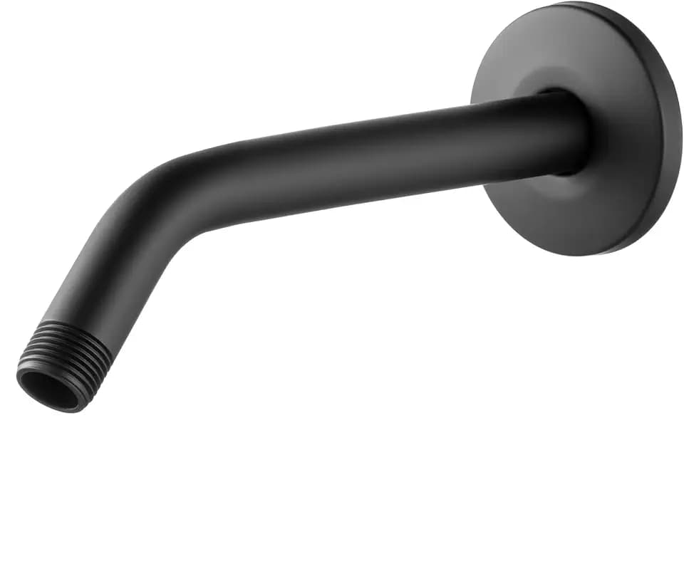 OFFO Shower Arm with Flange, 10 in Wall Mount Replacement Angle Shower Head Arm Wall-Mounted For Fixed Shower Head & Handheld Showerhead, Matte Black
