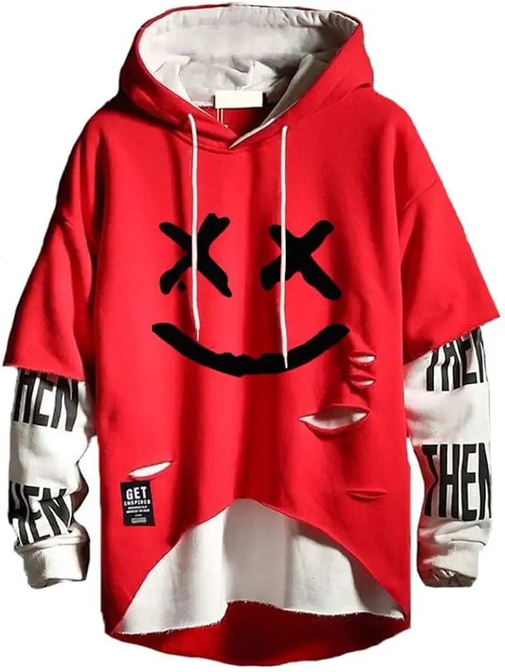 Hello MrLin Herren Techwear Hip Hop Hoodie Japanischer Streetwear Patchwork Urban Jumper