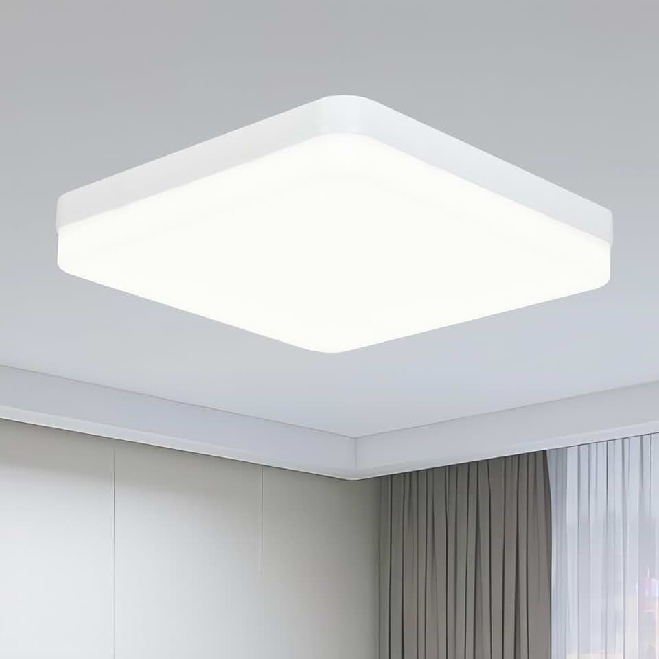 LED Deckenlampe, 36W 4000K 4500LM Superhell Neutralweiß IP44 Wasserdicht Deckenleuchte Badezimmer, Quadratisch Lampe für ‎Schlafzimmer Flur Küche Wohnzimmer Balkon, Ø23cm