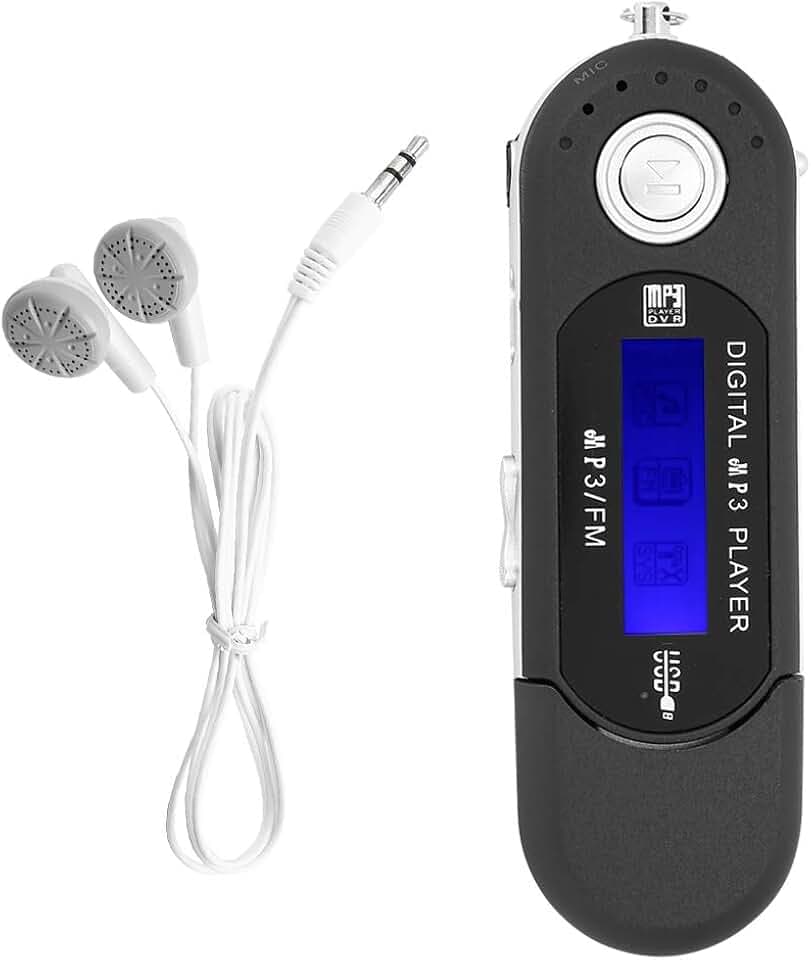 DEWIN Digital, MP3 Musik Player Tragbarer Musik USB Player mit LCD Bildschirm FM Radio Voice Recorder TF Karte (Schwarz)