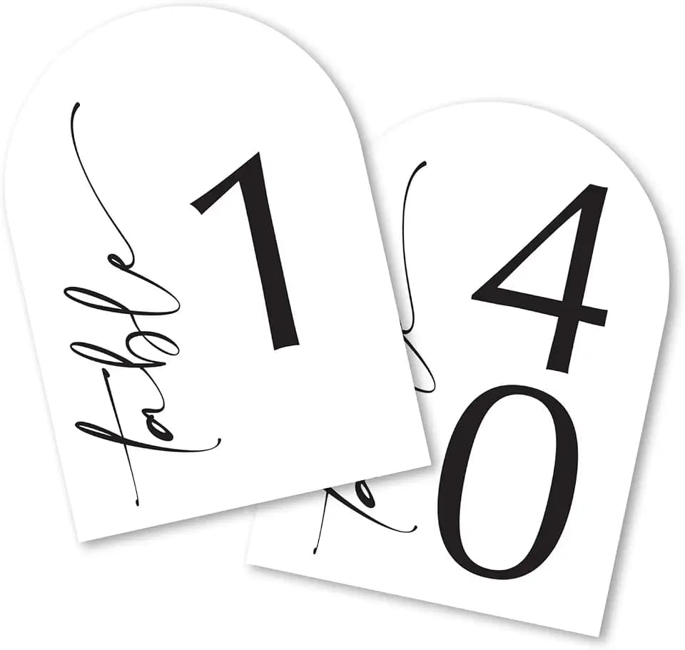 Hortense B. Hewitt Set of Table Numbers - 1 to 40, 5 x 7-Inches, Decorative Arch