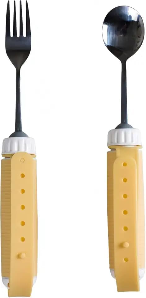 Tremors Elderly Assistance Products,Spoon and Fork Two Piece Set,Handicap Accessories for Daily Living,Adaptive Equipment,Aids for Living,Eating Utensils Sets.(yellow)