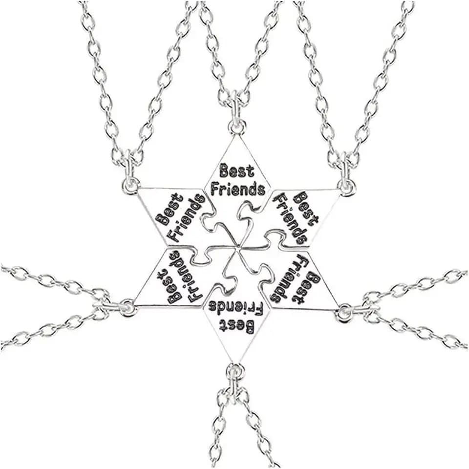 Yocoyee Multi Puzzles Best Friends Forever Necklaces Stainless Steel Engraved Heart Pendant Set Friendship Necklaces Gifts