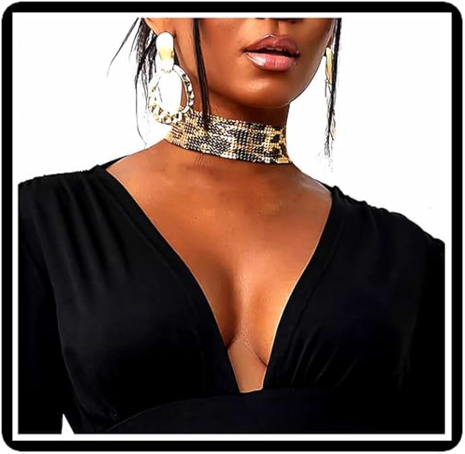 Pailletten Choker Halskette breite Metall Pailletten Halsband Hip-Hop Punk Halskette Schmuck für Frauen Mädchen