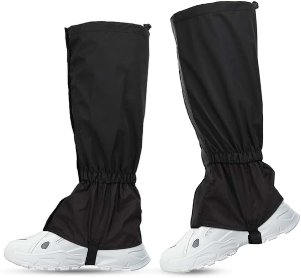 Gamaschen Kinder Wasserdicht, Outdoor Gamaschen, Einstellbare Wasserdicht Atmungsaktive Beinschutz Gaiter, Kiinder Gamaschen, Wandergamaschen für Wandern Skifahren Trekking Klettern (Schwarz)