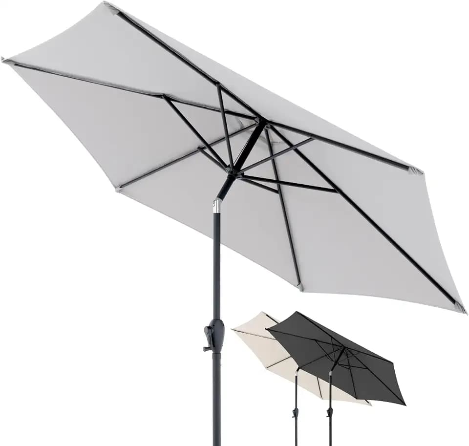 Doppler Sonnenschirm Jack Ø 250 cm, Hellgrau, mit Kurbel, UV-Schutz 50+