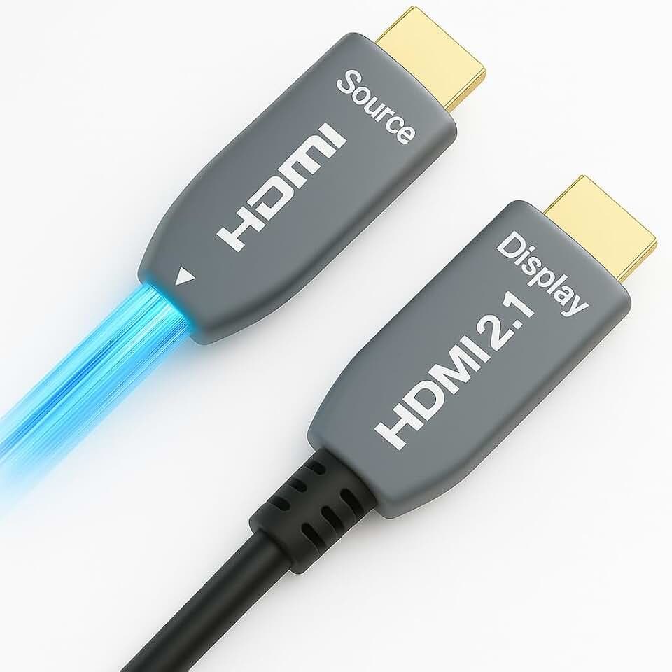 Elfcam - 8K HDMI-Kabel mit Glasfaser – 48 Gbit/s eARC VRR – Ultra High Definition für Kino & Gaming – Deutscher Chip Silan + Laser V26, knickfeste Faser, kompatibel mit PS5, Xbox, PC & TV 8K (3M)