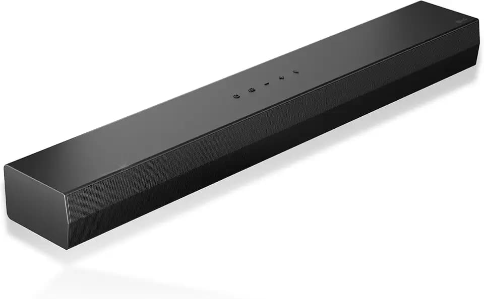 LG S20A 2.0ch Kompakte Soundbar (50W) mit Dolby Audio (AI Sound Pro, Wow Interface, Bluetooth, HDMI ARC, Wandmontage möglich) [2024], Schwarz