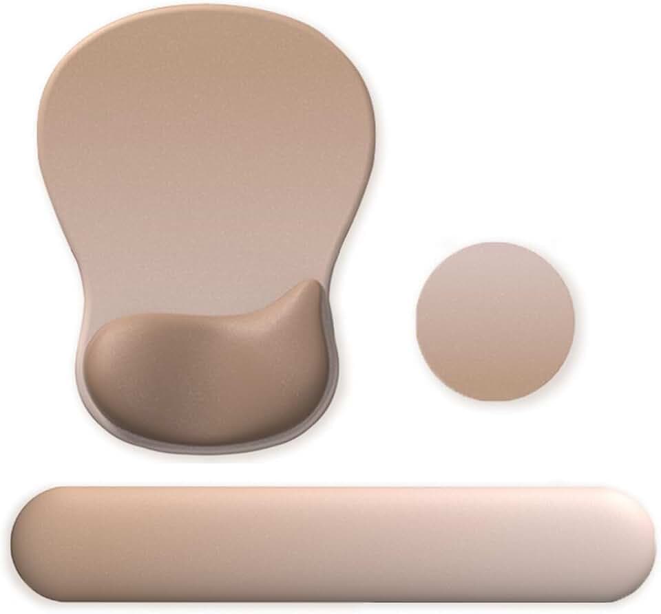 Gel Mouse Pad with Wrist Rest, Ergonomic Office Keyboard Wrist Rest, Brown
