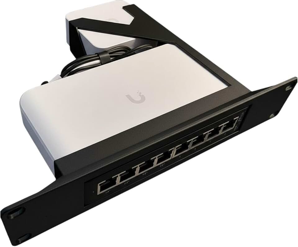 10" Network Rack Mount Compatible with UniFi Lite 8 PoE Switch Ubiquiti USW-LITE-8-POE 52W (Black)